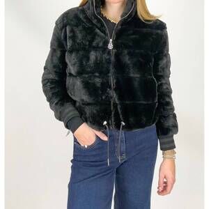 NEW FURIOUS FUR casey faux fur bomber jacket in black